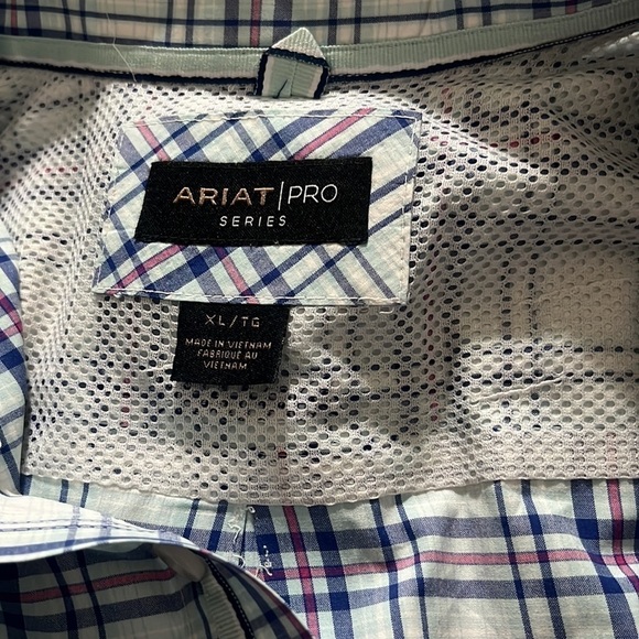 ARIAT PRO SERIES MENS WHITE BLUE SHIRT XL - Picture 6 of 9
